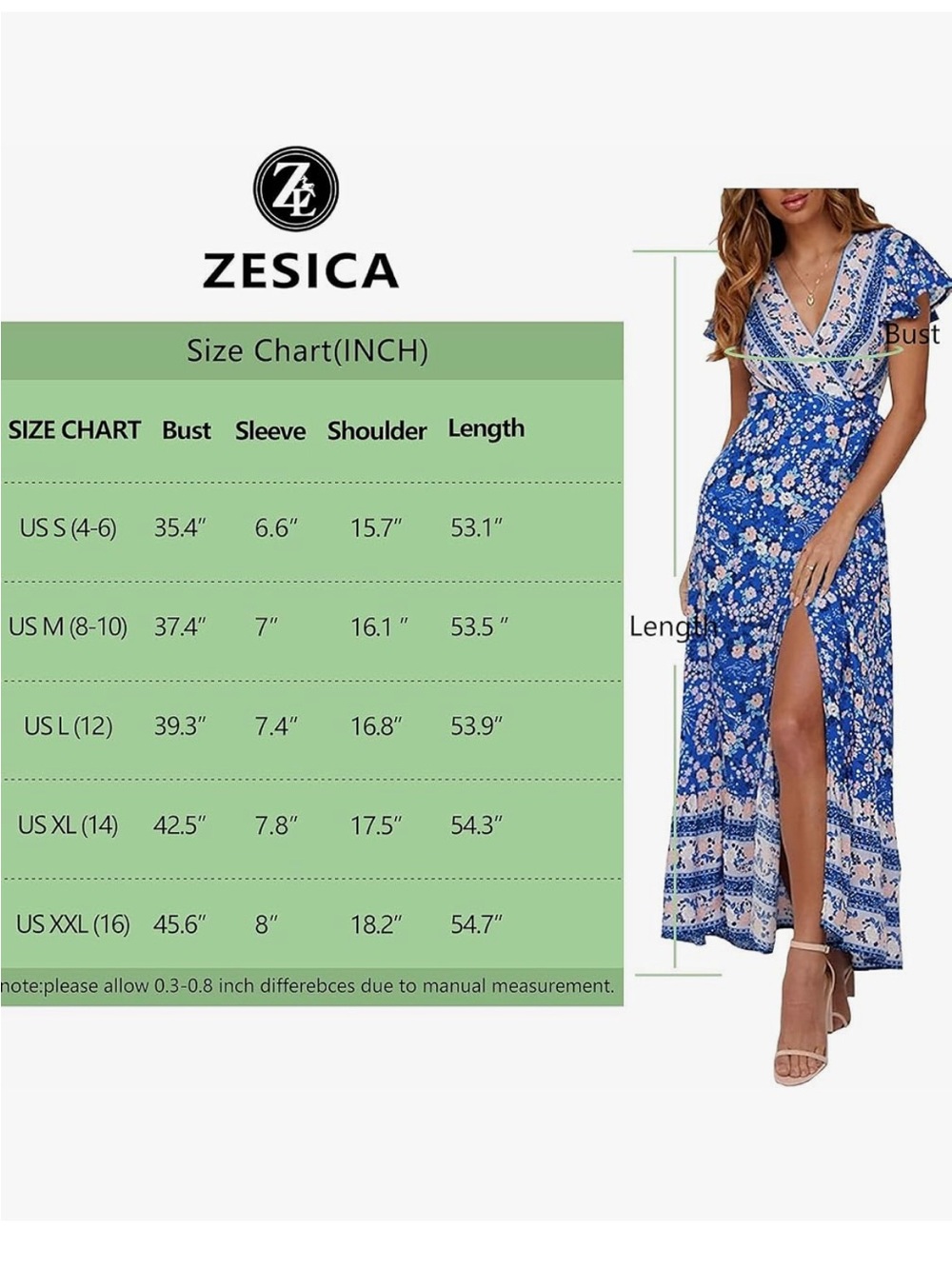 Blue Floral Wrap Maxi Dress with Tie Waist - Picture 8 of 10